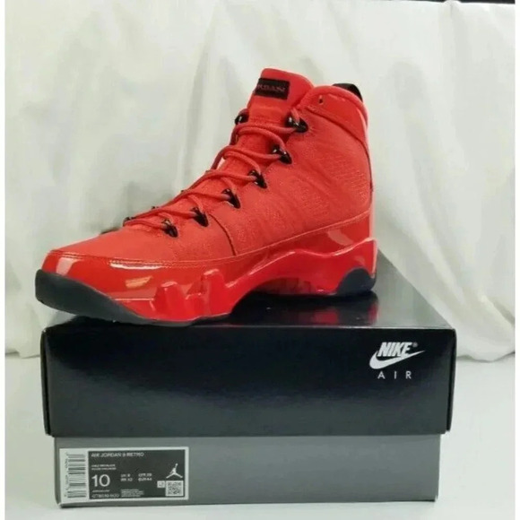 Nike Size 10 Air Jordan 9 Retro Chile Red Black Mens CT8019-600 Lace Up Sneakers - Picture 5 of 12